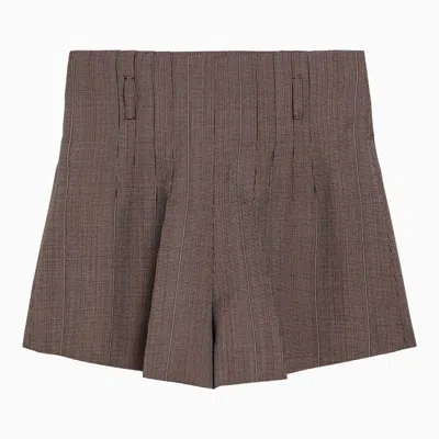 Shop Prada Tobacco-coloured Wool Shorts Women In Brown