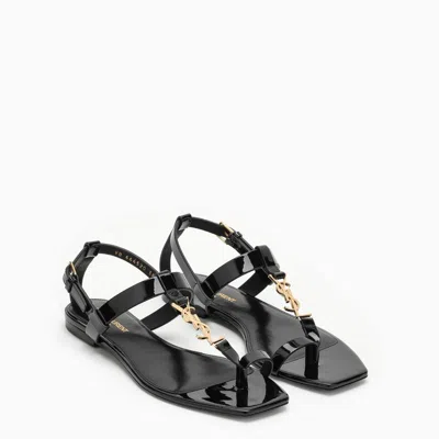 Shop Saint Laurent Cassandre Black Patent Leather Sandal Women