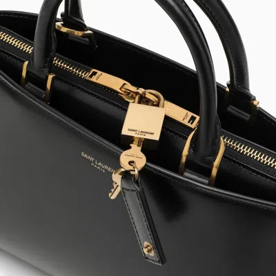 Shop Saint Laurent Small Black Shiny Leather Duffle Bag Sac De Jour Women