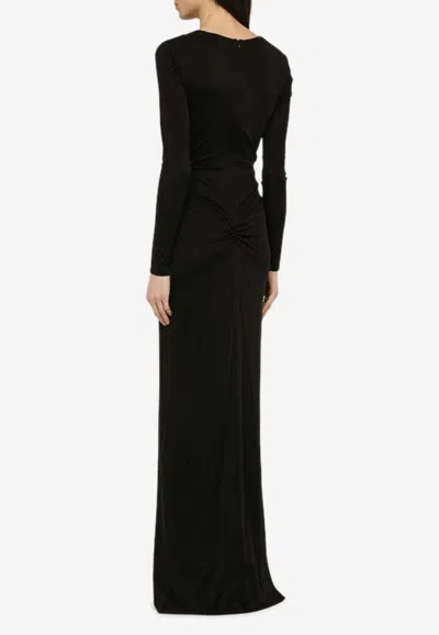 Shop Costarellos Brienne Draped Silk-blend Dress In Black