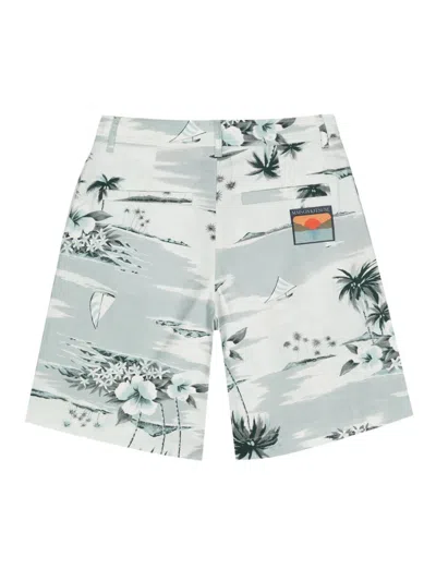 Shop Maison Kitsuné Hawaiian Landscape-print Deck Shorts