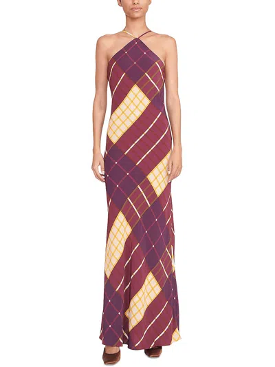 Shop Staud Cubism Womens Geometric Long Halter Dress In Multi
