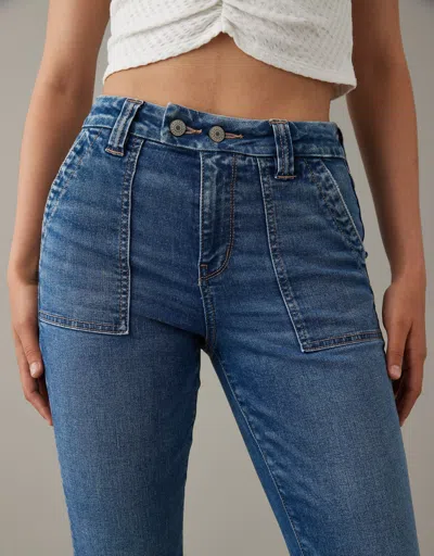 Shop American Eagle Outfitters Ae Next Level Curvy Super High-waisted Flare Jean In Blue