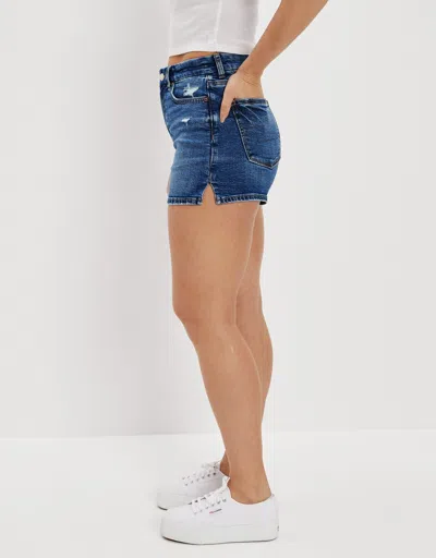 Shop American Eagle Outfitters Ae Stretch Curvy Denim Mom Shorts In Multi