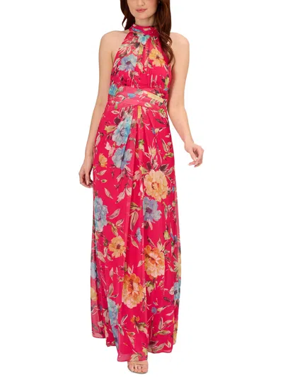 Shop Adrianna Papell Womens Chiffon Maxi Dress In Pink