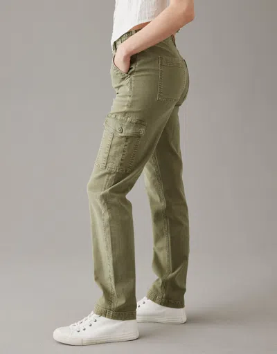 Shop American Eagle Outfitters Ae Stretch Cargo Straight Pant In Green