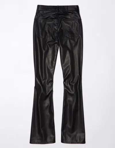 Shop American Eagle Outfitters Ae Curvy Super High-waisted Kick Bootcut Vegan Leather Pant In Black