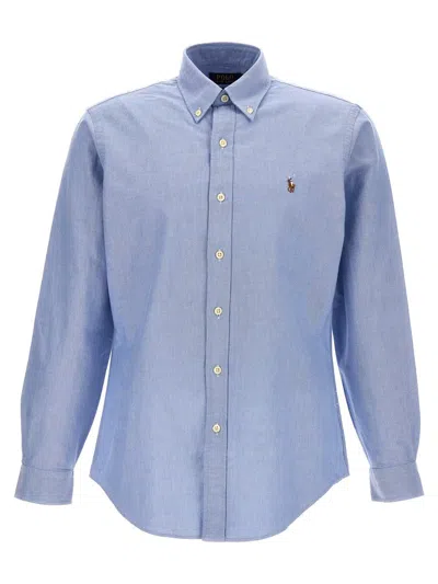 Shop Polo Ralph Lauren Logo Embroidery Shirt In Blue