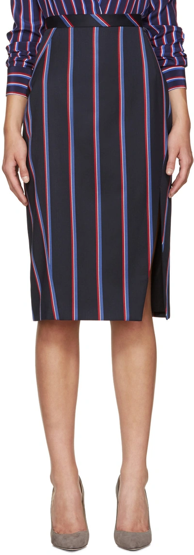 Altuzarra Monro Striped Wool-blend Pencil Skirt In Navy/tango