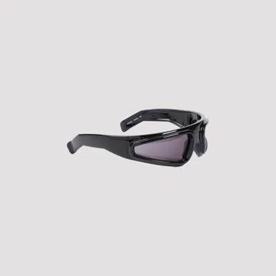 Shop Rick Owens Black Shiny Ryder Sunglasses