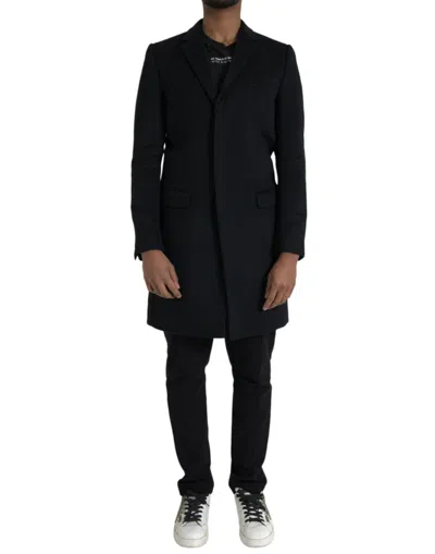 Shop Dolce & Gabbana Black Single Breasted Trench Coat Jacket