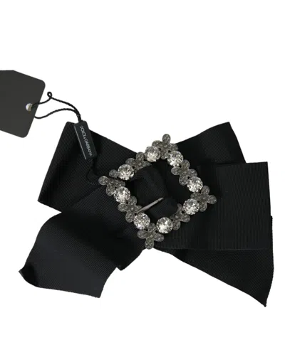 Dolce & Gabbana Black Swarovski Crystal Embellished Hair Clip In Black