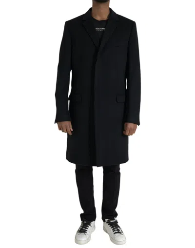 Shop Dolce & Gabbana Black Wool Cashmere Trench Coat Jacket