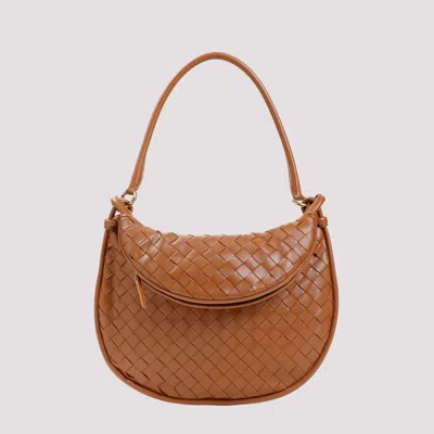 Shop Bottega Veneta Cognac Medium Gemelli Leather Bag In Brown