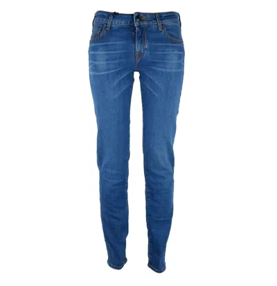 Shop Jacob Cohen Elegant Blue Denim Jacquard Pants