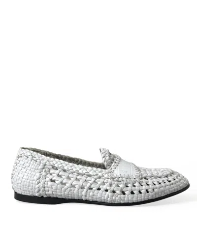 Shop Dolce & Gabbana Elegant White Loafer Slip-ons