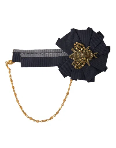 Shop Dolce & Gabbana Gold Brass Crystal Bee Men Brooch Lapel Pin