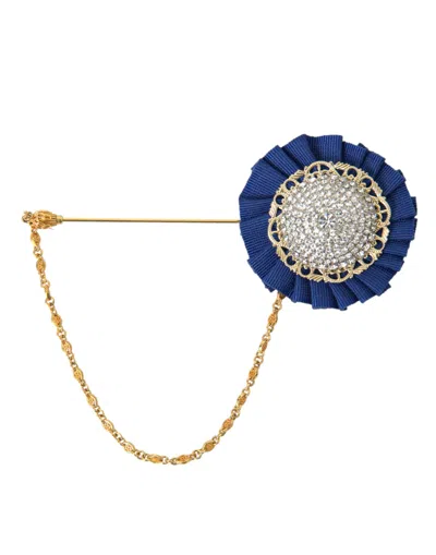 Shop Dolce & Gabbana Gold Brass Crystal Men Brooch Lapel Pin