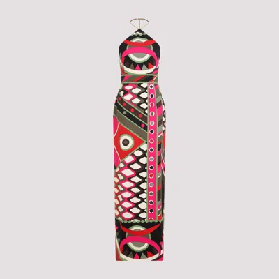 Shop Pucci Khaki Dress In Multicolour