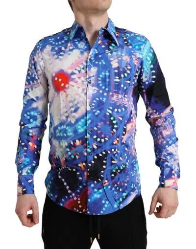 Dolce & Gabbana Purple Luminarie Silk Slim Martini Shirt