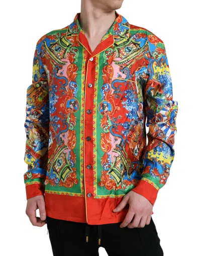 Shop Dolce & Gabbana Multicolor Patterned Button Down Casual Shirt