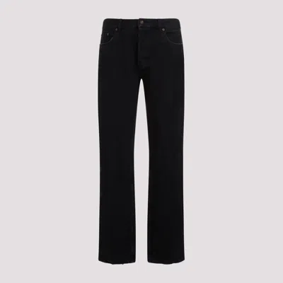 Shop Saint Laurent Neo Carbon Black Cotton Relaxed Straight Jeans