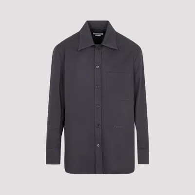 Shop Lanvin Steel Twisted Cocoon Cotton Overshirt In Grey