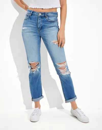 Shop American Eagle Outfitters Ae Ripped Low-rise Tomgirl Jean In Multi