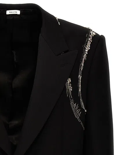 Shop Alexander Mcqueen 'crystal Harness' Blazer In Black