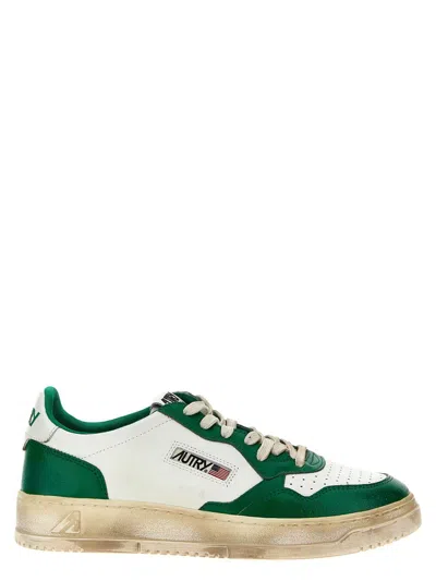 Shop Autry International Srl  In White And Green Leather With Worn Effect