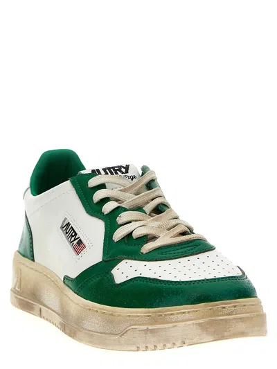 Shop Autry International Srl  In White And Green Leather With Worn Effect