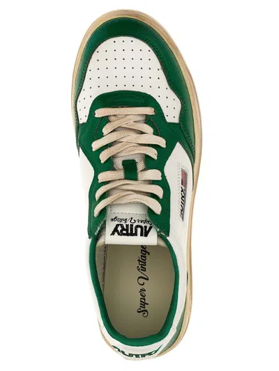 Shop Autry International Srl  In White And Green Leather With Worn Effect