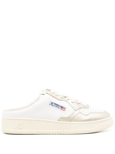 Shop Autry Mule Low Leather Sneakers In Golden