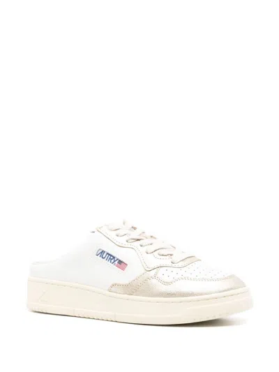 Shop Autry Mule Low Leather Sneakers In Golden