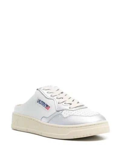 Shop Autry Mule Low Leather Sneakers In Silver