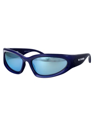 Shop Balenciaga Sunglasses In 009 Blue Blue Blue