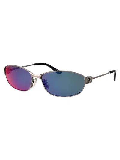 Shop Balenciaga Sunglasses In 002 Ruthenium Ruthenium Violet
