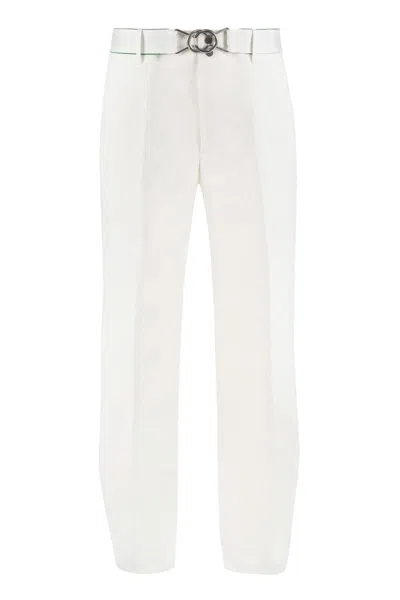 Shop Bottega Veneta Cotton Trousers In White
