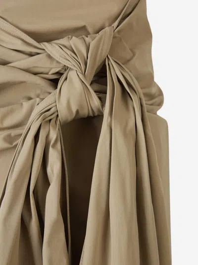 Shop Bottega Veneta Draped Midi Skirt In Knot Detail On The Front