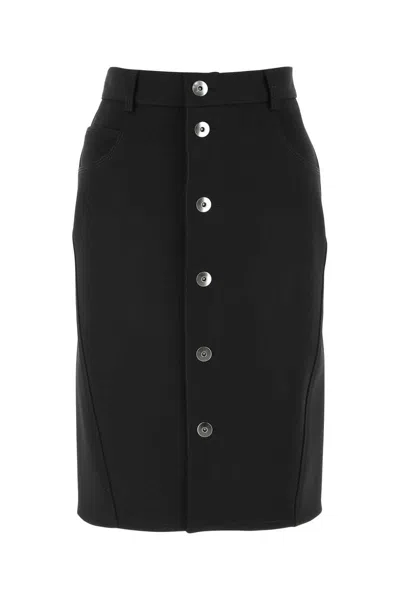Shop Bottega Veneta Stretch Wool Skirt In Black