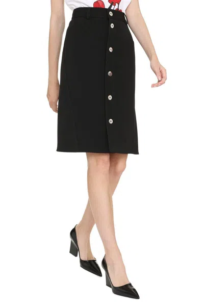 Shop Bottega Veneta Stretch Wool Skirt In Black