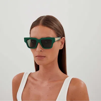 Shop Bottega Veneta Sunglasses In 003 Green Crystal Green