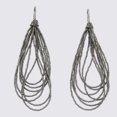 Shop Brunello Cucinelli Silver Tone Metal Earrings