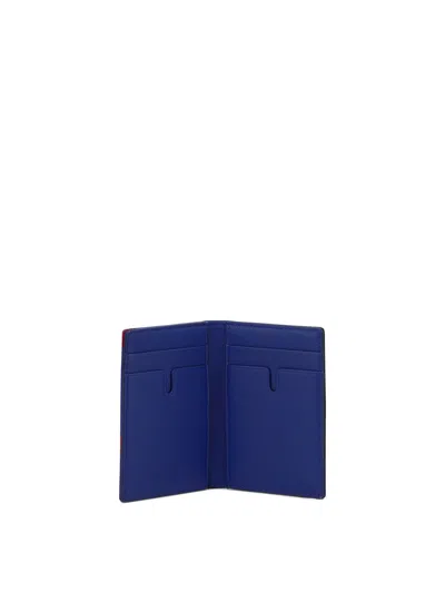 Shop Burberry Check Card Holder In Blue