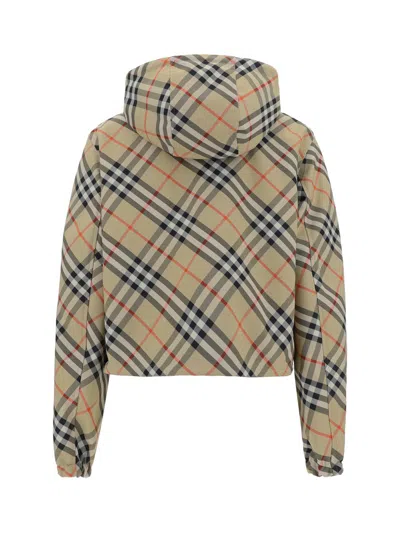 Shop Burberry Jackets In Sand Ip Check