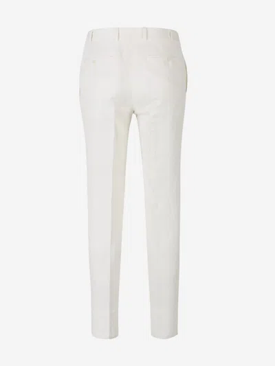 Shop Canali Linen And Silk Suit In Ivory