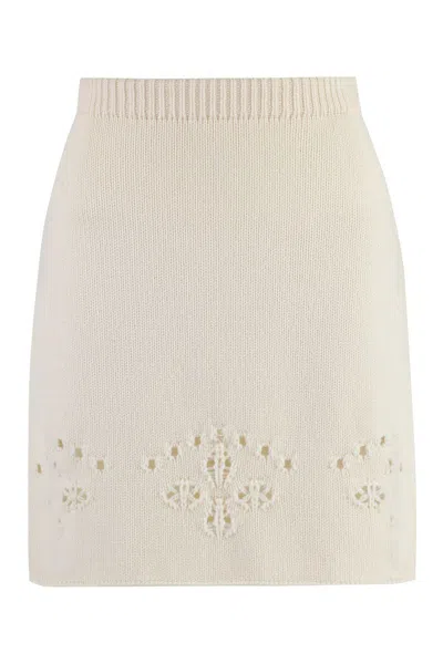 Shop Chloé Knitted Mini Skirt In Ivory