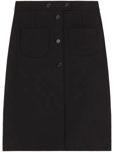 Shop Courrèges Double Pockets Crepe Skirt Clothing In Black