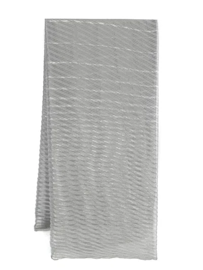 Shop Emporio Armani Pleated Stole In Grey