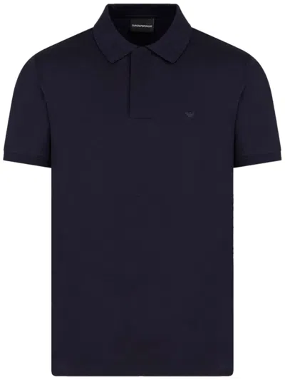Shop Ea7 Emporio Armani Logo Cotton Polo Shirt In Blue